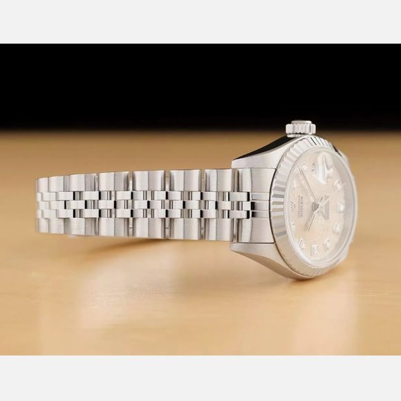 MINT ROLEX DATEJUST SILVER GOLD DIAMOND WATCH main image 4